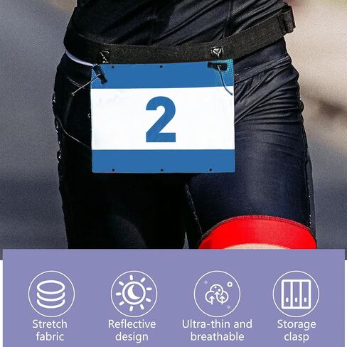 Adjustable Elastic Running Belt Running Race Number Belt with Clip Fastening Stretch Fits & Comfortable Hook Belt, Black in Saudi Arabia