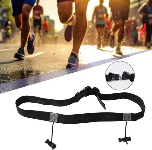 Adjustable Elastic Running Belt Running Race Number Belt with Clip Fastening Stretch Fits & Comfortable Hook Belt, Black in Saudi Arabia