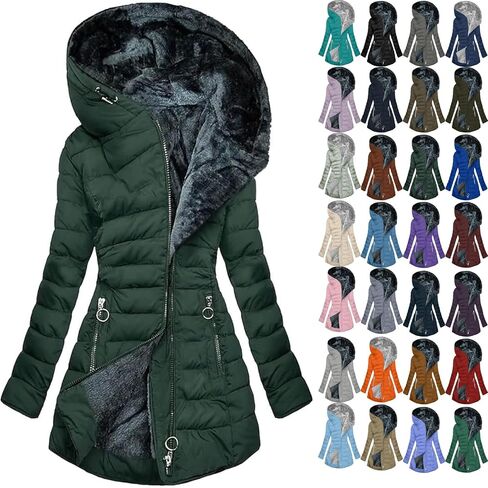 Long Winter Coats for Women Waterproof Fleece Lined Thicken Puffer Jacket Sherpa Warm Parka Outwear With Fur Hood in Saudi Arabia