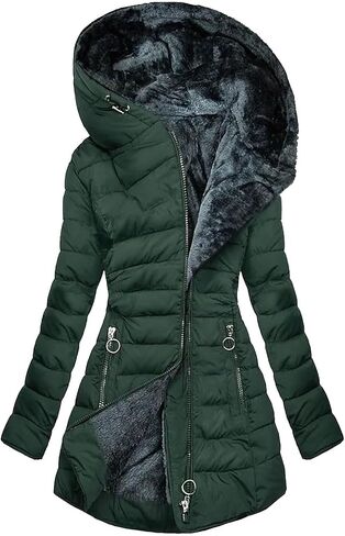 Long Winter Coats for Women Waterproof Fleece Lined Thicken Puffer Jacket Sherpa Warm Parka Outwear With Fur Hood in Saudi Arabia