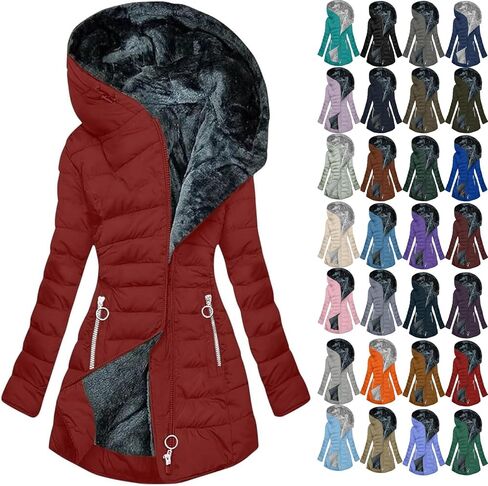 Long Winter Coats for Women Waterproof Fleece Lined Thicken Puffer Jacket Sherpa Warm Parka Outwear With Fur Hood in Saudi Arabia