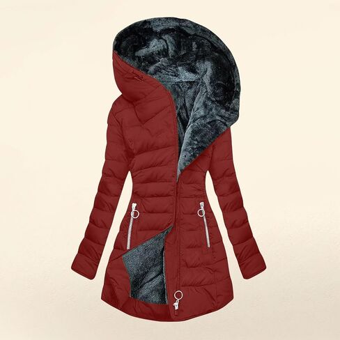 Long Winter Coats for Women Waterproof Fleece Lined Thicken Puffer Jacket Sherpa Warm Parka Outwear With Fur Hood in Saudi Arabia
