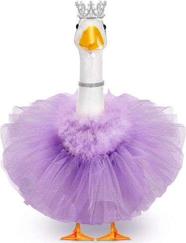 4 أجهزة كمبيوتر Princess Porch Goose Outfit لـ 23 "17" Cement Lawn Goose Crown Necklace Tutu Skirt Feather Trim for Princess Outdoor Garden Lawn Art Decor (Rose Red) in Saudi Arabia