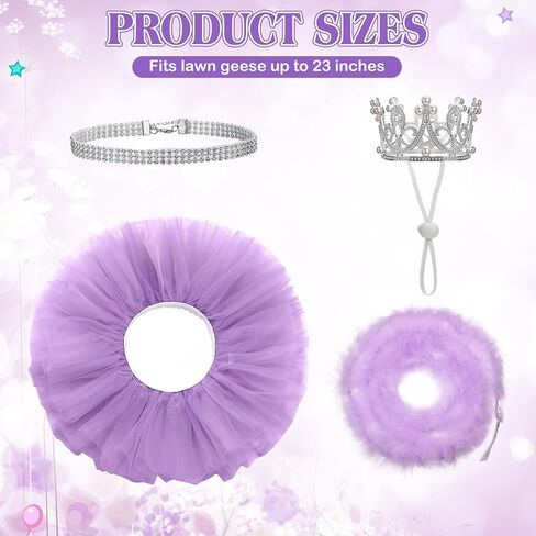 4 أجهزة كمبيوتر Princess Porch Goose Outfit لـ 23 "17" Cement Lawn Goose Crown Necklace Tutu Skirt Feather Trim for Princess Outdoor Garden Lawn Art Decor (Rose Red) in Saudi Arabia