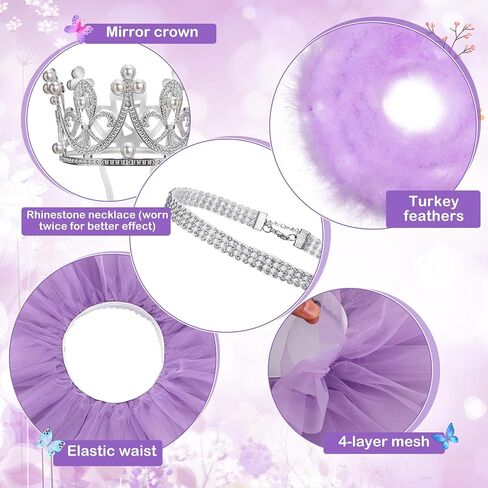 4 أجهزة كمبيوتر Princess Porch Goose Outfit لـ 23 "17" Cement Lawn Goose Crown Necklace Tutu Skirt Feather Trim for Princess Outdoor Garden Lawn Art Decor (Rose Red) in Saudi Arabia