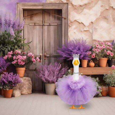 4 أجهزة كمبيوتر Princess Porch Goose Outfit لـ 23 "17" Cement Lawn Goose Crown Necklace Tutu Skirt Feather Trim for Princess Outdoor Garden Lawn Art Decor (Rose Red) in Saudi Arabia