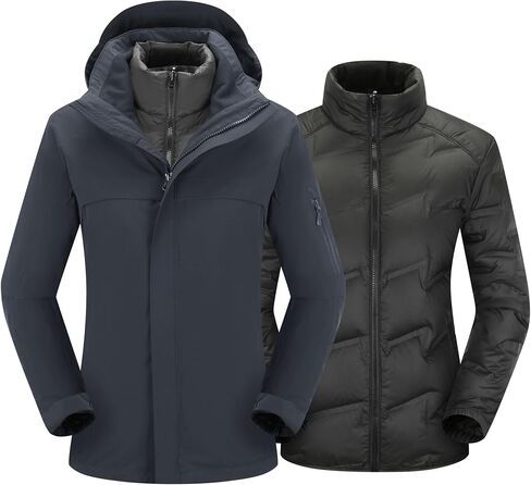 Women's 3-in-1 Waterproof Winter Jacket With Removable Inner Liner and Hooded Warm Jacket For Women in Saudi Arabia