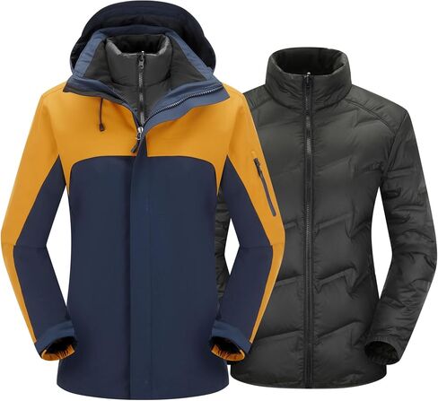 Women's 3-in-1 Waterproof Winter Jacket With Removable Inner Liner and Hooded Warm Jacket For Women in Saudi Arabia