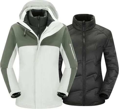 Women's 3-in-1 Waterproof Winter Jacket With Removable Inner Liner and Hooded Warm Jacket For Women in Saudi Arabia