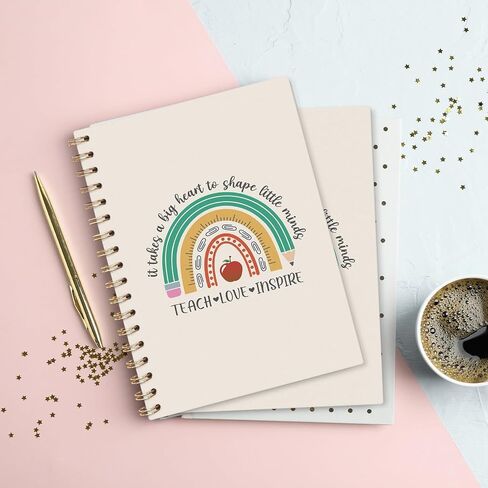 Vontp Teacher Love Inspire Rainbow Spiral Notebook Hardcover ، College حكمت مجلة الكمبيوتر الدفترية للكتابة ، هدايا تقدير المعلم للنساء ، 5.5 × 8.3 in Saudi Arabia