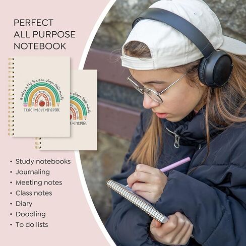 Vontp Teacher Love Inspire Rainbow Spiral Notebook Hardcover ، College حكمت مجلة الكمبيوتر الدفترية للكتابة ، هدايا تقدير المعلم للنساء ، 5.5 × 8.3 in Saudi Arabia