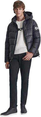 DKNY Men's Water Resistant Hooded Puffer Durable Cold Weather Jacket in Saudi Arabia