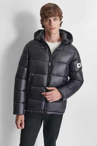 DKNY Men's Water Resistant Hooded Puffer Durable Cold Weather Jacket in Saudi Arabia
