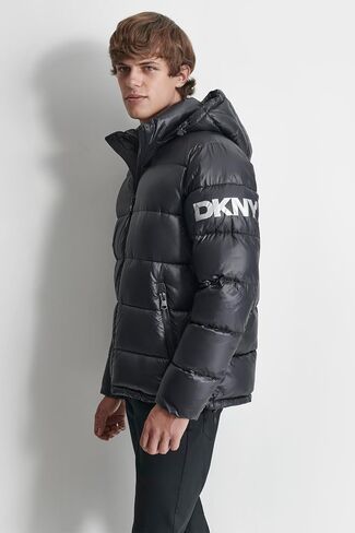 DKNY Men's Water Resistant Hooded Puffer Durable Cold Weather Jacket in Saudi Arabia