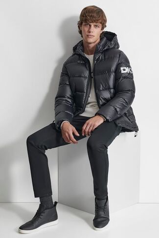 DKNY Men's Water Resistant Hooded Puffer Durable Cold Weather Jacket in Saudi Arabia