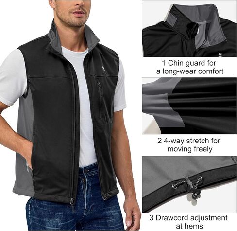 Little Donkey Andy Men's Lightweight Softshell Vest, Windproof Sleeveless Jacket for Running, Hiking, Cycling (Reflctive in Saudi Arabia