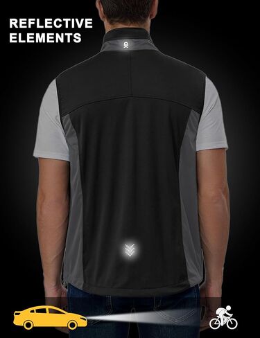 Little Donkey Andy Men's Lightweight Softshell Vest, Windproof Sleeveless Jacket for Running, Hiking, Cycling (Reflctive in Saudi Arabia