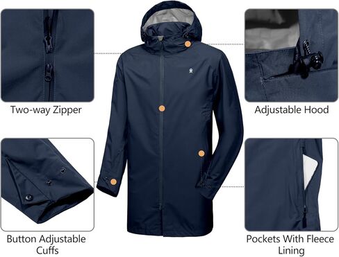 Little Donkey Andy Men's Waterproof Rain Jacket Outdoor Lightweight Rain Shell Mountain Windbreaker Long Coat for Hiking in Saudi Arabia