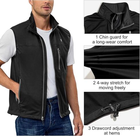 Little Donkey Andy Men's Lightweight Softshell Vest, Windproof Sleeveless Jacket for Running, Hiking, Cycling (Reflctive in Saudi Arabia