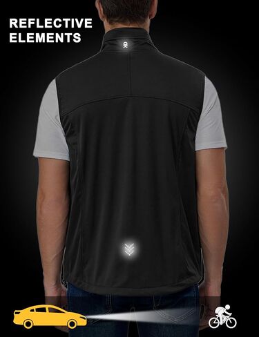 Little Donkey Andy Men's Lightweight Softshell Vest, Windproof Sleeveless Jacket for Running, Hiking, Cycling (Reflctive in Saudi Arabia