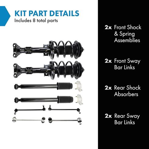TRQ Front and Rear Suspension Kit Complete Strut & Coil Spring Assembly Shock Absorber Sway Bar Stabilizer Link Compatible with 2015-2020 Kia Sedona in Saudi Arabia