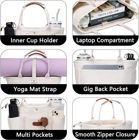 Canvas Tote Bag for Women,Womens Purse Handbags Totes Bags Work Laptop Book Gym for Travel Nurse College Gift in Saudi Arabia