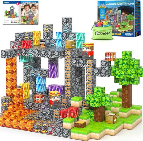 Large Magnetic Blocks 110PCS Ice Fire World Inspired Playset Kids Magnet Toys 1 inch Building Cubes Magworld Add-on Building Craft Sensory Toys Game Gifts for Kids Ages 3-5 4-6 5-7 8-12 in Kuwait