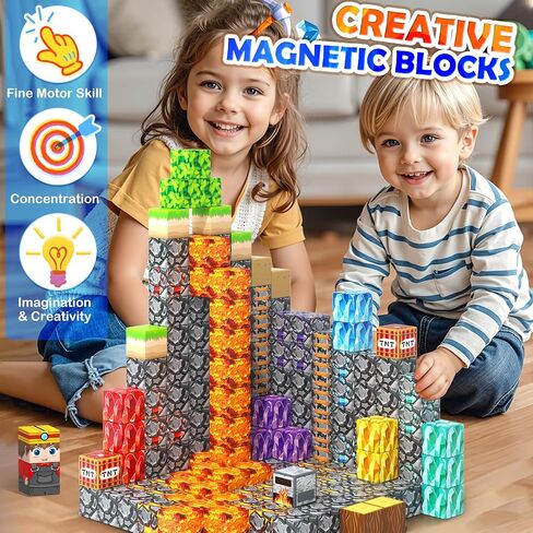 Large Magnetic Blocks 110PCS Ice Fire World Inspired Playset Kids Magnet Toys 1 inch Building Cubes Magworld Add-on Building Craft Sensory Toys Game Gifts for Kids Ages 3-5 4-6 5-7 8-12 in Kuwait