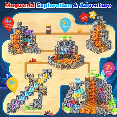 Large Magnetic Blocks 110PCS Ice Fire World Inspired Playset Kids Magnet Toys 1 inch Building Cubes Magworld Add-on Building Craft Sensory Toys Game Gifts for Kids Ages 3-5 4-6 5-7 8-12 in Kuwait