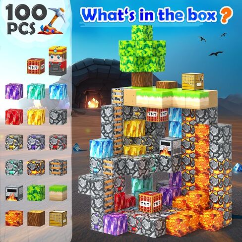 Large Magnetic Blocks 110PCS Ice Fire World Inspired Playset Kids Magnet Toys 1 inch Building Cubes Magworld Add-on Building Craft Sensory Toys Game Gifts for Kids Ages 3-5 4-6 5-7 8-12 in Kuwait