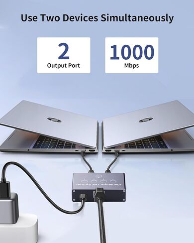 Gigabit Ethernet Splitter من 1 إلى 3 ، فاصل LAN من الألومنيوم 1000 ميغابت في الثانية RJ45 شبكة مفتاح Ethernet مع كابل الطاقة USB C لـ CAT5/5E/6/7/8 in Saudi Arabia