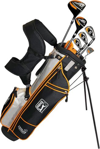 PGA TOUR Youth Golf Club Set for Ages 8-12 (4’8"-5’2") and 12+ (5’2"+), Right and Left-Handed Kids Golf Sets – Beginner Junior Golf Clubs with Lightweight Stand Bag, Mallet Putter, Hybrid, Driver in Kuwait
