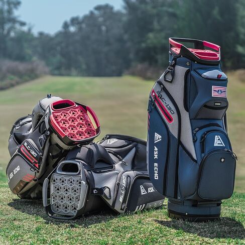ASK ECHO 2024 SLC-130 Golf Cart Bag with 15 Way Full Length Dividers Top, Premium Quiet Golf Cart Bag with Rain Cover for Men in Kuwait
