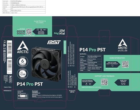 ARCTIC P14 Pro PST-مروحة قوية متميزة ، مروحة PWM 140 مم مع فاصل Y-Cable ، 400-2500 دورة في الدقيقة ، 0 دورة في الدقيقة <5 ٪ PWM ، محمل ديناميكي السوائل ، 4 دبوس-أسود in Saudi Arabia