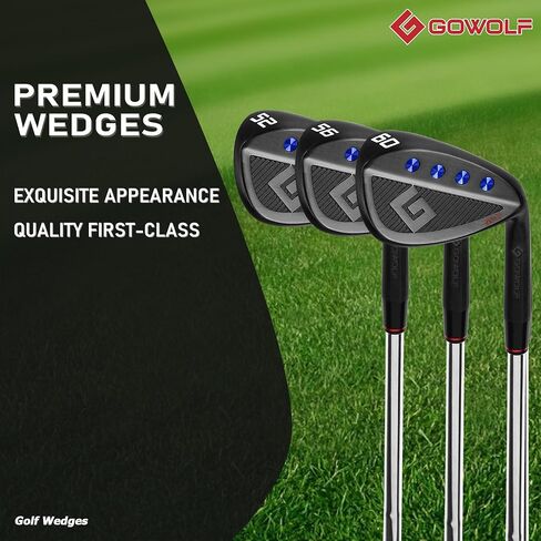 Gowolf Premium Forged Full Face Golf Golf Ledges 50/52/54/56/58/60 درجة فردية أو مجموعات للرجال ، واليد اليمنى Wedge Sand Wedge Lob Wedge ، Clolf Cl -CNC Milled Face لمزيد من الدوران - هدايا الجولف العظيمة in Kuwait