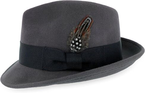 Belfry Trilby Men/Women Snap Brim Vintage Style Dress Fedora Hat 100% Pure Wool Felt Available in Black, Grey, Pecan (Medium Brown) in Kuwait