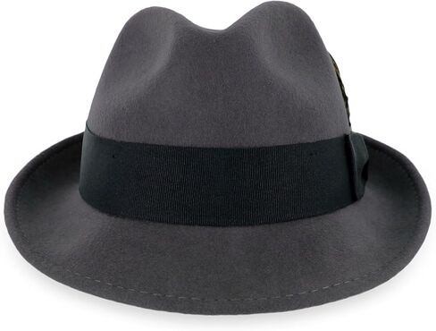 Belfry Trilby Men/Women Snap Brim Vintage Style Dress Fedora Hat 100% Pure Wool Felt Available in Black, Grey, Pecan (Medium Brown) in Kuwait