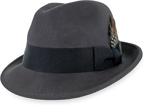 Belfry Trilby Men/Women Snap Brim Vintage Style Dress Fedora Hat 100% Pure Wool Felt Available in Black, Grey, Pecan (Medium Brown) in Kuwait