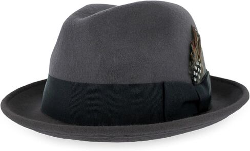 Belfry Trilby Men/Women Snap Brim Vintage Style Dress Fedora Hat 100% Pure Wool Felt Available in Black, Grey, Pecan (Medium Brown) in Kuwait