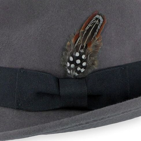 Belfry Trilby Men/Women Snap Brim Vintage Style Dress Fedora Hat 100% Pure Wool Felt Available in Black, Grey, Pecan (Medium Brown) in Kuwait