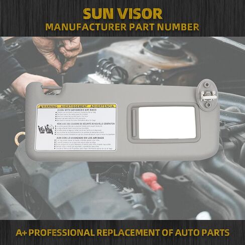 Dasbecan Left Driver Side Sun Visor Compatible with 2013-2018 Toyota Rav4 (4th Gen XA40) Sunvisor (Gray) Replace 74320-42595 74320-42595-B0 74320-42595-C0 in Kuwait
