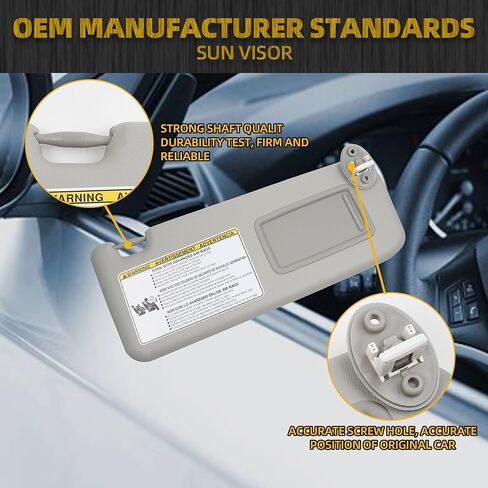 Dasbecan Left Driver Side Sun Visor Compatible with 2013-2018 Toyota Rav4 (4th Gen XA40) Sunvisor (Gray) Replace 74320-42595 74320-42595-B0 74320-42595-C0 in Kuwait