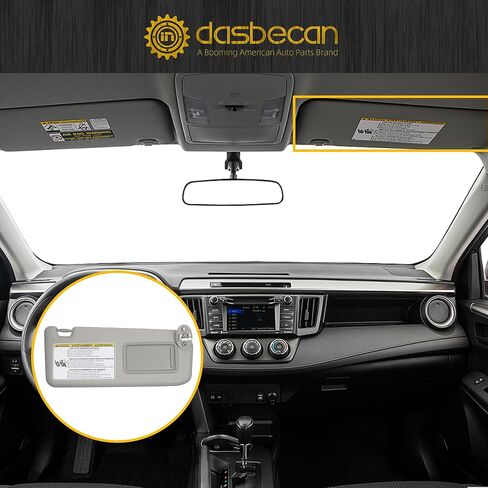 Dasbecan Left Driver Side Sun Visor Compatible with 2013-2018 Toyota Rav4 (4th Gen XA40) Sunvisor (Gray) Replace 74320-42595 74320-42595-B0 74320-42595-C0 in Kuwait