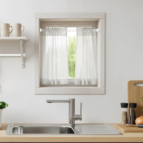 2PCS Small Tension Curtain Rod 12 to 20 Inch,White Short Curtain Rods No Drilling,Loaded Expandable Spring Curtain Rods for Kitchen,Closet,Cupboard,Door,Bookshelf in Kuwait