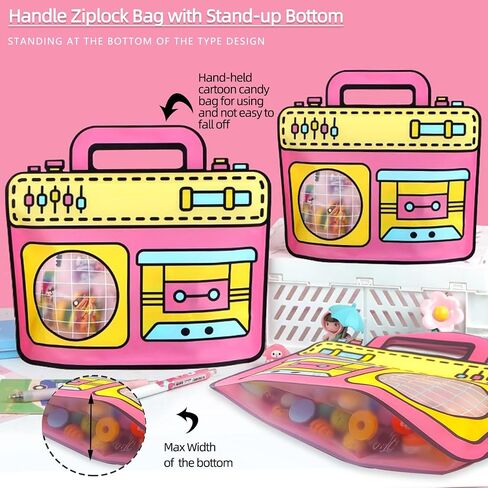 30Pack Cute Pink and Blue Gift Bag with Handle Cartoon Animal Shaped Goodie Bags with Stand-up Bottom For Birthday Baby Shower Decoration Party Favor Bags Snack Biscuit Baking Packaging Supplies in Kuwait