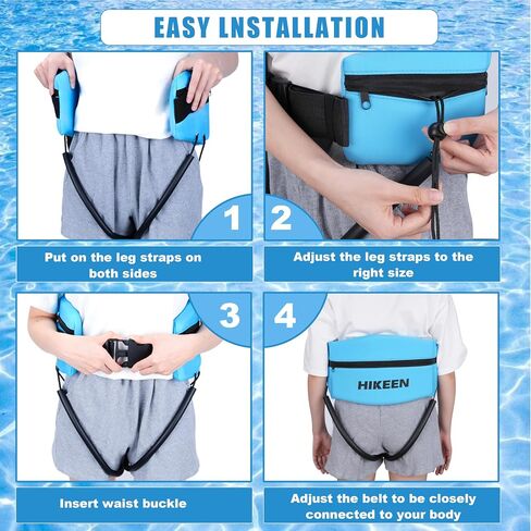 Hikeen Swim Belt for Adults/Kids,Water Aerobics Equipment with Fixing Straps and Zipped Pocket,Adults Pool Exercise Equipment for Pool Exercises and Workouts in Kuwait