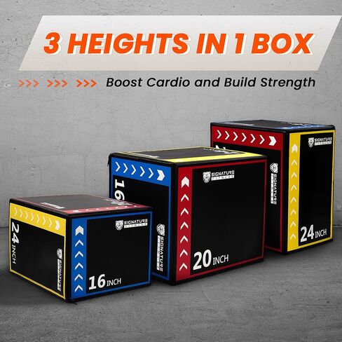 Foam Plyo Jumping Exercise Box, 16"x20"x24" plyometric jump box for Home Gym Workout, High Density Foam Core and Non-Slip Surface, Suitable for Box Jumps, Step-Up, Box Squat, Fitness Training in Kuwait