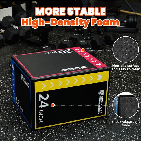 Foam Plyo Jumping Exercise Box, 16"x20"x24" plyometric jump box for Home Gym Workout, High Density Foam Core and Non-Slip Surface, Suitable for Box Jumps, Step-Up, Box Squat, Fitness Training in Kuwait