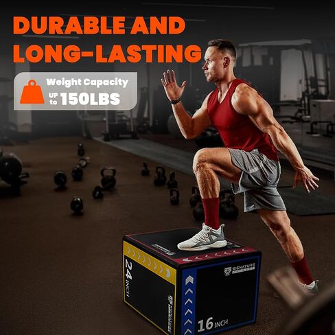 Foam Plyo Jumping Exercise Box, 16"x20"x24" plyometric jump box for Home Gym Workout, High Density Foam Core and Non-Slip Surface, Suitable for Box Jumps, Step-Up, Box Squat, Fitness Training in Kuwait