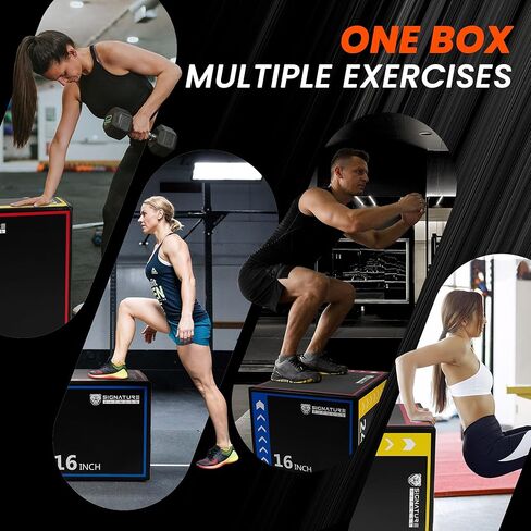 Foam Plyo Jumping Exercise Box, 16"x20"x24" plyometric jump box for Home Gym Workout, High Density Foam Core and Non-Slip Surface, Suitable for Box Jumps, Step-Up, Box Squat, Fitness Training in Kuwait